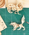 MITINU basswood sheets, natural unfinished, 12x12 in, 2 mm thick; two laser-cut wood animal figures