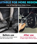 Two Pack Pry Bar Wrench Adaptor Heads For Half Inch Drive Ratchets With 8 Point Square Profile And 90 Degree Hammerable Rolling Head Adjustable Angle Crowbar Adapters in use for auto repair