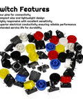 Dope 70 Piece 12x12x7.3mm Tactile Button Switch Kit With 4 Pin PCB Micro Switches And Caps, Arduino Compatible, 5 Color Cap Set