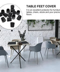 20 Piece Chair Leg Floor Protectors Set With Rubber Pads And Iron Washers in a stylish cafe setting with tables and chairs