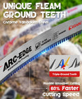 Japanese Teeth Reciprocating Saw Blade 15 Inch Arc Edge Coarse Cut 6 TPI Pruning Blade detailing tooth profile and features