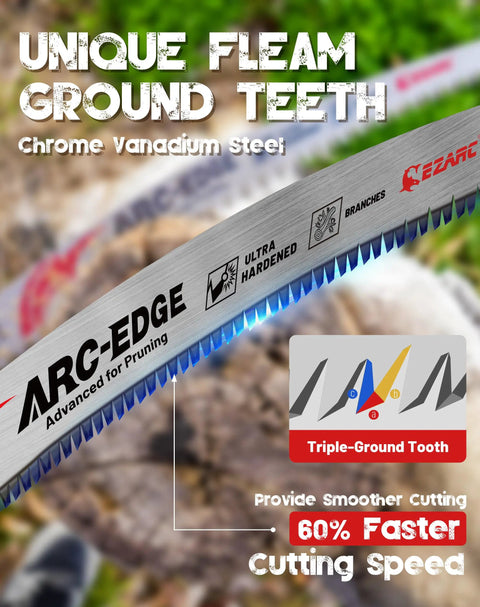 Japanese Teeth Reciprocating Saw Blade 15 Inch Arc Edge Coarse Cut 6 TPI Pruning Blade detailing tooth profile and features