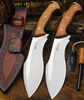 Survivor III Fixed Blade Knife With Full Tang 14.2 Inch Overall Length 10mm Thick DC53 Steel Blade with leather sheath and igniter