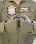 Nomex Flight Gloves 2.0 Sage Medium With Upgraded Fit And Supple Dexterity, longer gauntlet, leather reinforcement in action