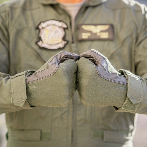 Nomex Flight Gloves 2.0 Sage Medium With Upgraded Fit And Supple Dexterity, longer gauntlet, leather reinforcement in action