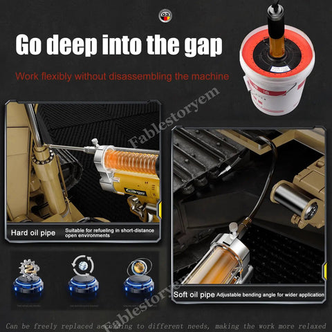 24V Battery Powered Grease Machine Kit With 18 Inch Hose And Hard Pipe 12000 PSI High Pressure Electric Grease Gun Pro Grade
