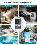 Killer 5886 CFM Evaporative Air Cooler With 26 Gallon Tank And 120 Degree Oscillating Vents in workshop, garage, pool, patio.