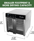 No Nonsense 8 Tray Food Dehydrator for Crankin Out Homestyle Beef Jerky, showing sleek design and digital display.