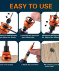 Sweet Shop Essential Countersink Drill Bit Set With Magnetic Bit Holder Adjustable Depth Controls Fast Pilot Hole Drilling And Snags Screws Flush Clean On All Cabinet Projects And Fine Woodwork Builds demonstrating usage steps for easy installation.