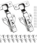 10 Pack Half Inch Overlay Soft Close Cabinet Hinges With 105 Degree 3D Adjustable Clip On Concealed Cupboard Hinges For Kitchen Cabinet Doors Includes Screws, showing hinges and screws.