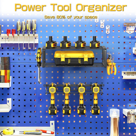 Heavy Duty Wall Mounted Power Tool Organizer 3 Tier Storage Rack For Cordless Drill Tools Strong Wire Mesh Top And Iron Support