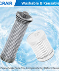 Replacement Vacuum Filter Kit For A10 A11 Hero Master S11 PWRHERO11 Cordless Vacuum Cleaners, 2 Pre Filters, 2 HEPA Filters, Washable