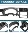 Dash radio bezel trim, front view, for 1998-2004 Chevy S10/Blazer and GMC Jimmy, single-DIN, gray plastic.