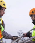 Workers wearing CH400V Climbing Style Hard Hat with Venting and Molded Cup Chin Strap, ANSI Z89.1 and OSHA Compliant Construction Helmet.