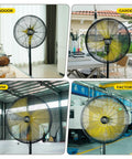 20 Inch Outdoor Quiet Oscillating Pedestal Fan With Brushless DC Motor in various settings: indoor, garden, gym, factory.