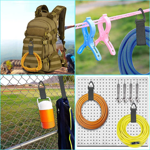 Extension Cord Holder Organizer 4 Pack Large 16 Inch Heavy Duty Storage Straps used for holding cords, a jug, and hose