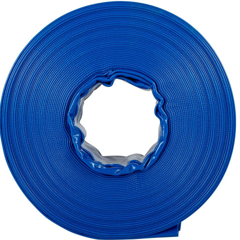 Coiled Heavy Duty PVC Lay Flat Discharge Hose 3 Ft By 105 Ft With Clamps For Pool Backwash And Water Transfer Weather Resistant Burst Proof