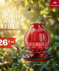 Glass Hummingbird Feeder 26 Oz With Perch And Five Flower Feeding Ports Leak Proof Outdoor Garden Hanging Nectar Bottle