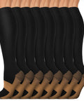 Compression Socks 15 To 20 MmHg All Day Comfort For Men And Women 8 Pairs Circulation Support, black, copper-infused, size L to XL