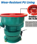 Pro Tech 60 Liter Electric Vibratory Tumbler with wear-resistant PU lining for metal and ceramic polishing.