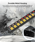 Heavy Duty 8 Outlet Metal Power Strip With Individual Switches 15A 1875W 6ft Cord with 1.5mm aluminum housing
