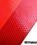 Close-up of heavy duty aluminum slow moving vehicle triangle sign with reflective surface showing UV protection texture.