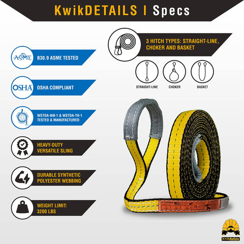 Mighty Sumo 1 Inch By 10 Foot Poly Web Sling Lifting Strap For Construction And Rigging, ASME OSHA Rated features