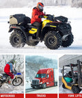 Super Heavy Tungsten Carbide Tire Studs For Winter Ice Control Grip Like Crazy On Frozen Roads For Trucks Atvs And Bikes Easy Screw In Install Tool Included Built Tough For Any Terrain on an ATV in the snow.