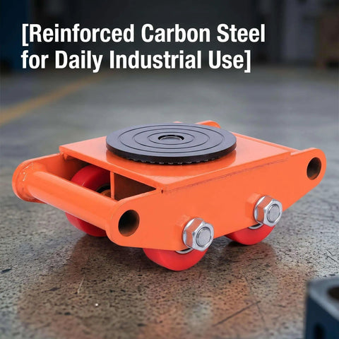 Built Tough Heavy Duty Machinery Dolly With 360 Degree Swivel Casters For Warehouses Factories And Job Sites Carbon Steel Industrial Machine Skates For Easy Moving Of Bulky Tools And Large Loads, orange carbon steel