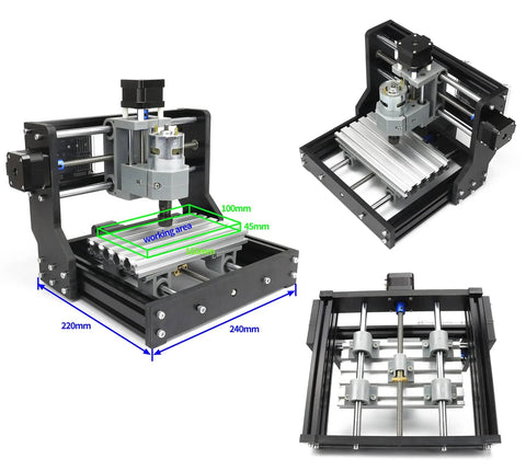 CNC1610 Pro 3 Axis GRBL Control DIY Mini CNC Router Kit with Aluminum Frame, 775 Spindle Motor, desktop engraver images