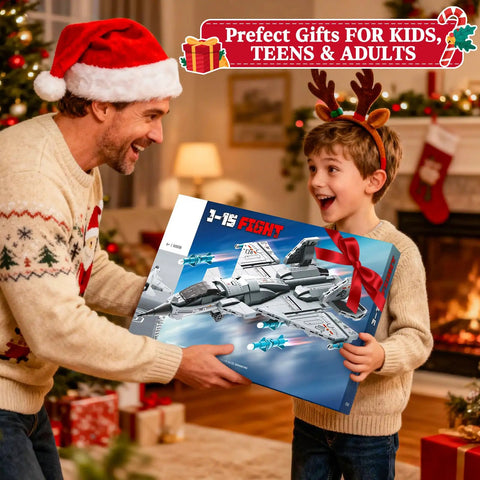 Father and son gifting Realistic Fighter Jet Build Kit With 577 Pieces For Hands On Play Foldable Wings Dual Engines Clear Cockpit
