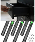Three Pack 14 Inch Push To Open Drawer Slides With Full Extension Ball Bearing Side Mount Rails, black finish