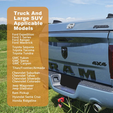 Rear view of a RAM 1500 truck showcasing applicable models for Dog Car Seat Cover For Back Seat In Trucks Washable Nonslip Bench Seat Protector.