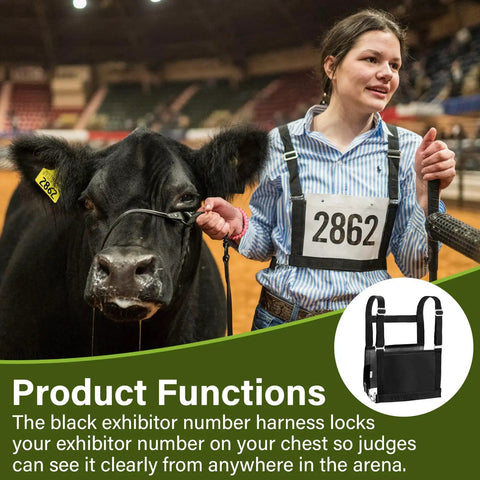 Adjustable Exhibitor Number Harness For 4 H And FFA Shows With 1 Inch Nylon Webbing Lightning Fast Number Change For Youth