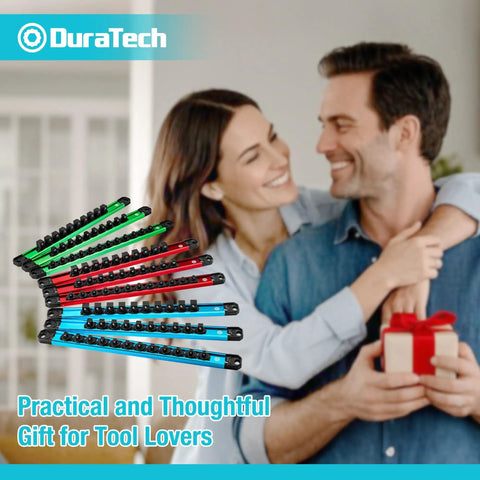 Magnetic Socket Organizer Set For 1/4 3/8 And 1/2 Inch Sockets Aluminum Alloy Socket Rail With 96 Clips in gift scene