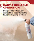 Person using Kitchen Fire Extinguisher For Home Use, Easy Pull Pin, All Metal Valve, Rust Resistant Handle in action
