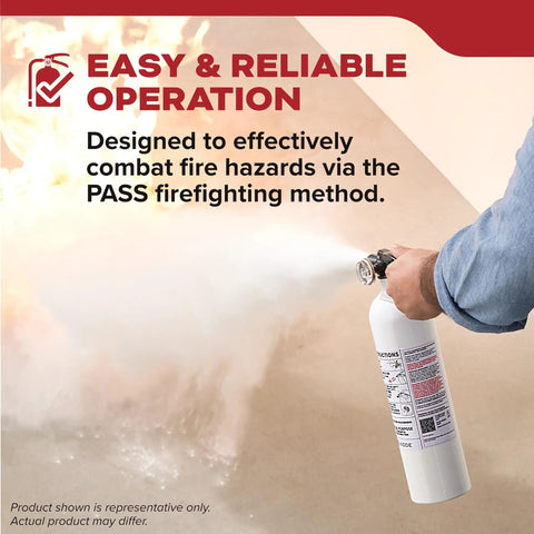 Person using Vehicle Fire Extinguisher For Cars And Trucks Single Use 10BC With All Metal Construction Durable Valve And Easy Pull Handle