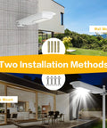 2 Pack Solar Street Lights Outdoor 10000 Lumens Dusk To Dawn LED Solar Lights With Motion Sensor IP65 Waterproof Wall and Pole Mount