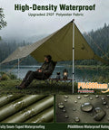 Man under 17x10 Ft Heavy Duty Camping Tarp Rain Fly With PU6000mm Waterproof Coating, UV UPF 100 Plus Sun Shield