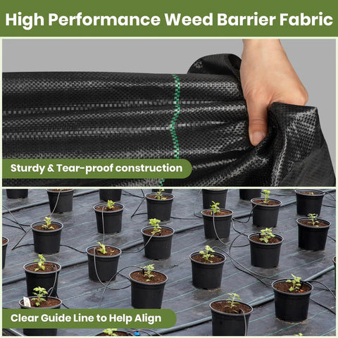 2 Pack 3x50 Ft Weed Barrier Landscape Fabric With 3 Oz Woven Geotextile And 30 U Shaped Pegs for durable garden use