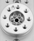 Close-up view of the fifteen millimeter aluminum alloy pneumatic cylinder with 0 to 180 degree rotary actuator, MSQB-10A model.