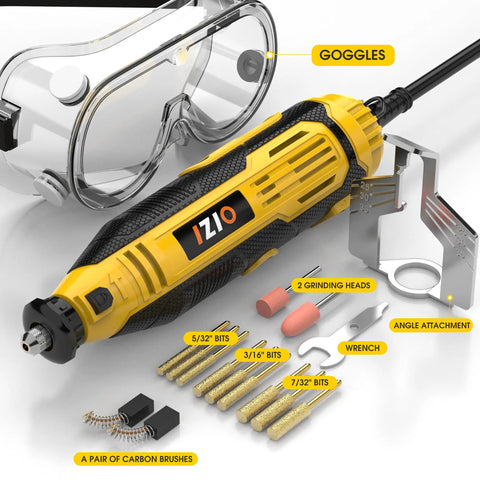 Beast Mode Electric Chainsaw Sharpener Kit with nine grinding heads, precision guide, and goggles for efficient sharpening