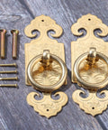 Antique Brass Ring Pulls Two Pack 10cm 3.94 Inch Classic Chinese Style Furniture Hardware with Screws for Cabinets