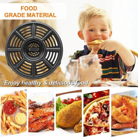 No Stress 6.5 Qt Air Fryer Crisping Plate For Ninja Foodi FD302 FD305 Os300 Os301 Op302 shown with food grade material design.