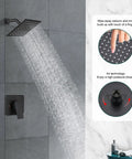 Matte Black 8 Inch Square Rainfall Shower Head Kit with Wall Mount Single Handle Valve and Trim A Dope Shower System