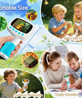 Kids Digital Handheld Microscope With 2 Inch IPS Screen And 1000x Magnification, Video Camera For STEM Learning, Wonder Quest Educational Toy, Magnifier For Bugs, Cool Birthday Gift For Boys And Girls in hand, 128mm portable