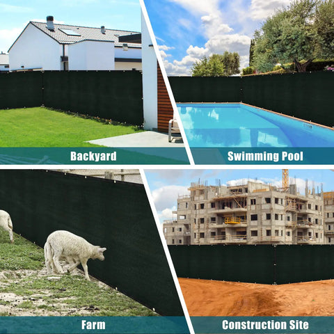 Dark Green Privacy Fence Screen 4x50 Feet For Chain Link Fences With 90 Percent Blockage, Heavy Duty 170GSM HDPE Windscreen Shade Net