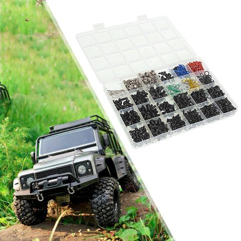 Universal RC Screw Kit Screws Assortment Set Stainless Steel Hardware Fasteners For RC Cars And Models Individually Packaged In Clear Box, RC truck and screw organizer