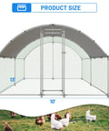 Heavy Duty Large Metal Chicken Coop With Outdoor Run, waterproof UV-resistant cover, dome roof, walk-in poultry cage dimensions