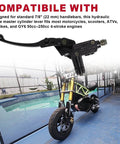 Universal Left Hydraulic Brake Master Cylinder For Seven Eighths Inch Handlebars On Moto ATV Pit Bike Dirt Bike GY6 Engine 50cc To 250cc With Durable Alloy Lever, showing installed view on a bike
